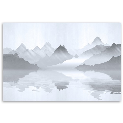 Obraz na plátně, Hory na abstrakci jezera