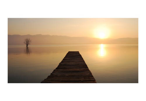 Fototapeta XXL - molo, jezero, západ slunce...