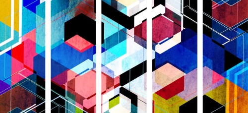 5-dílný obraz abstraktní geometrie