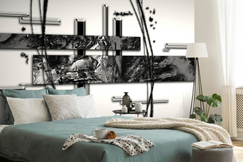 Samolepící tapeta černobílá luxusní abstrakce