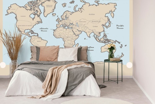 Samolepící tapeta mapa světa s béžovým okrajem