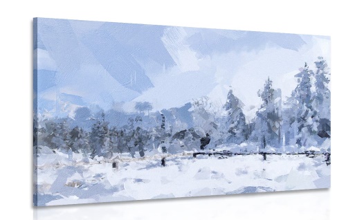 Obraz nadílka sněhu v lese