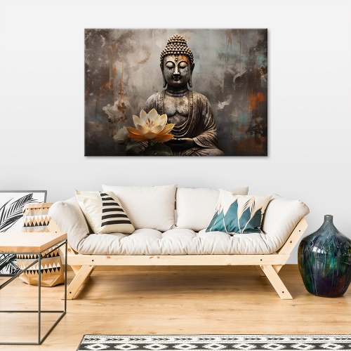 Obraz na plátně, lotosový květ buddha zen