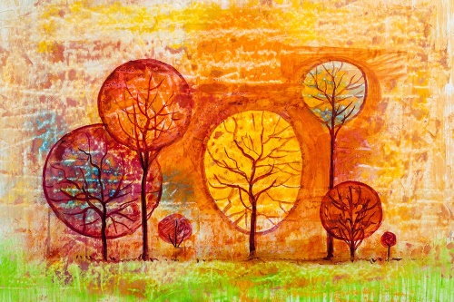 Samolepící tapeta stromy v barvách podzimu