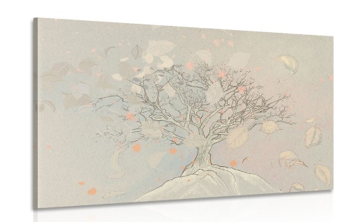 Obraz kreslený podzimní strom