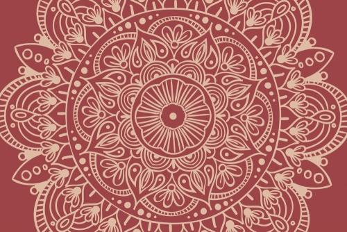 Samolepící tapeta Mandala na bordó pozadí