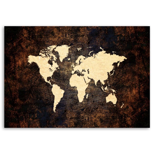 Obraz na plátně, Hnědá mapa světa