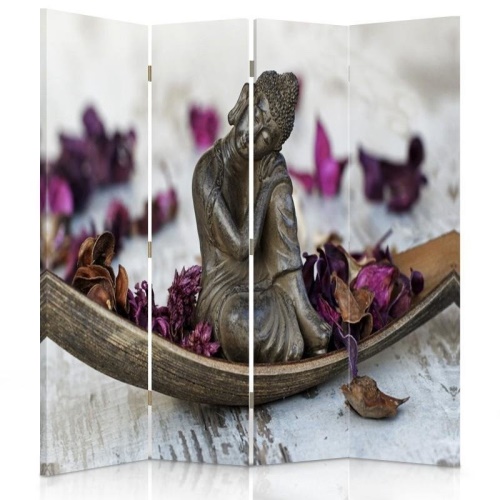 Ozdobný paraván, Buddha ve fialových okvětních lístcích