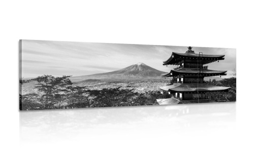 Obraz památka Chureito Pagoda v černobílém provedení