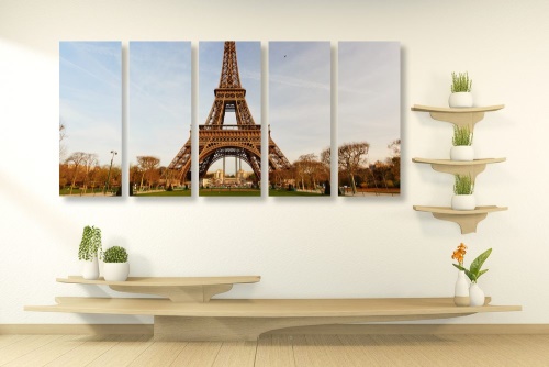 5-dílný obraz slavná Eiffelova věž