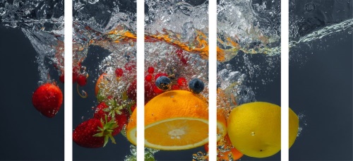 5-dílný obraz ovoce ve vodě