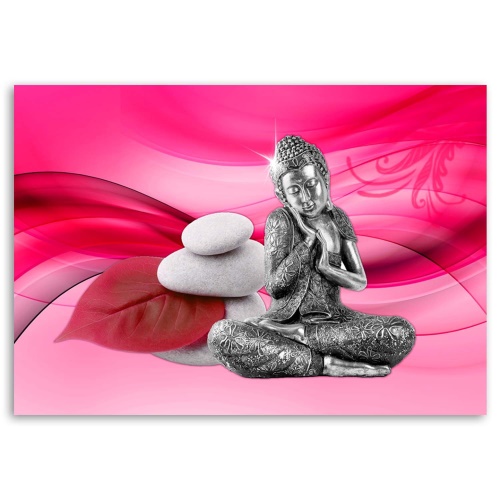 Obraz na plátně Zenový Buddha na růžovém pozadí