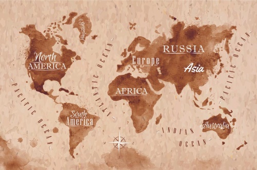 Tapeta mapa světa v retro provedení