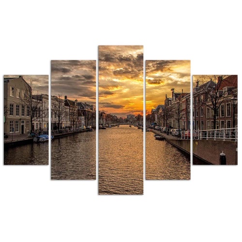 Obraz na plátně pětidílný Amsterdam River City