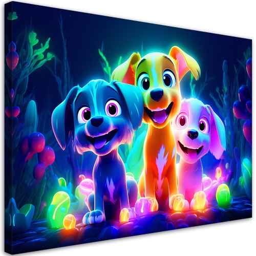 Obraz na plátně, Neonoví kreslení psi