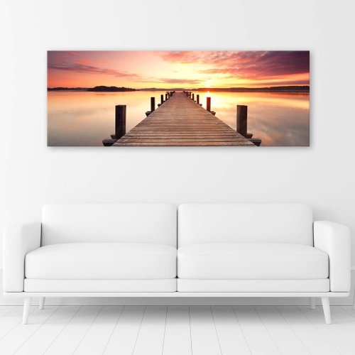 Obraz na plátně, Západ slunce nad mostem