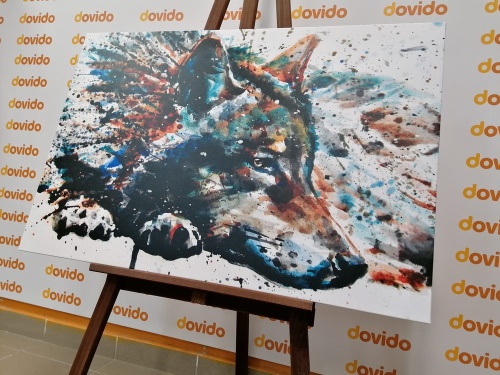 Obraz vlk v akvarelovém provedení