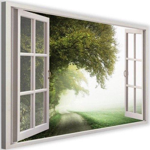 Obraz na plátně, Výhled z okna Zelený les
