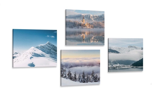 Set obrazů zasněžené hory
