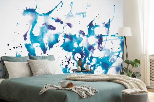 Samolepící tapeta modrý akvarel v abstraktním provedení