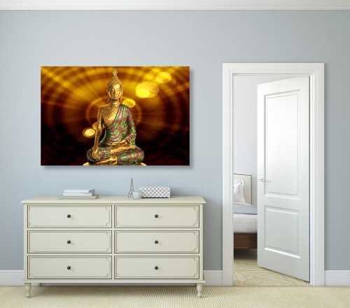 Obraz socha Budhu s abstraktním pozadím