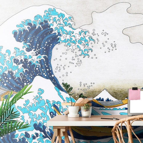 Samolepící tapeta reprodukce Velká vlna z Kanagawa - Kacušika Hokusai cm