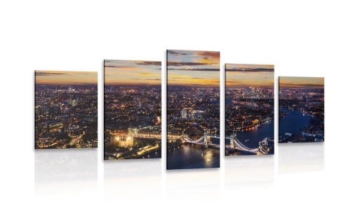 5-dílný obraz letecký pohled na Tower Bridge