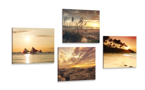 Set obrazů kouzelný západ slunce u moře