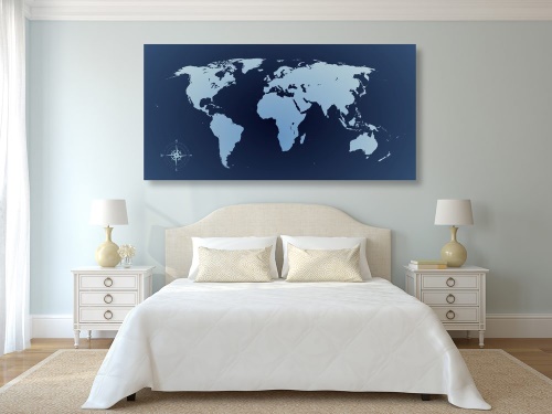 Obraz mapa světa v odstínech modré