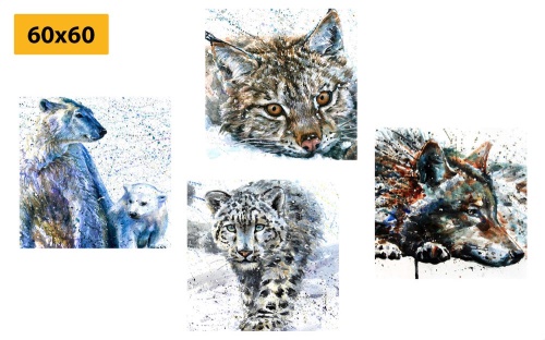 Set obrazů zvířata v zajímavém akvarelovém provedení