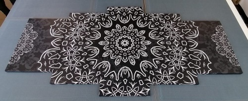 5-dílný obraz Mandala s abstraktním vzorem v černobílém provedení