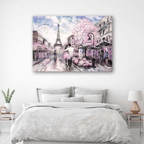 Obraz na plátně Růžová Paříž jako malovaná