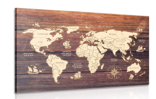 Obraz mapa na dřevě