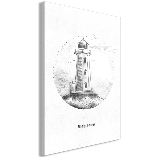 Obraz - Black and White Lighthouse (1 Part) Vertical