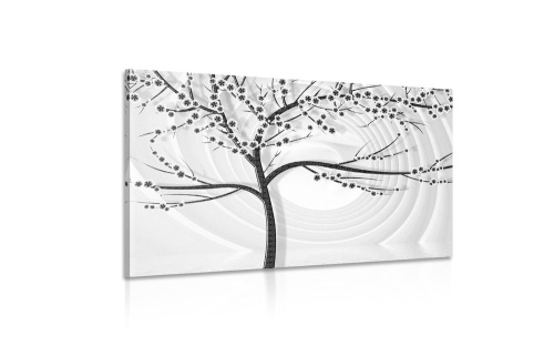 Obraz moderní černobílý strom na abstraktním pozadí