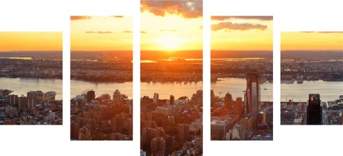 5-dílný obraz nádherné panorama města New York