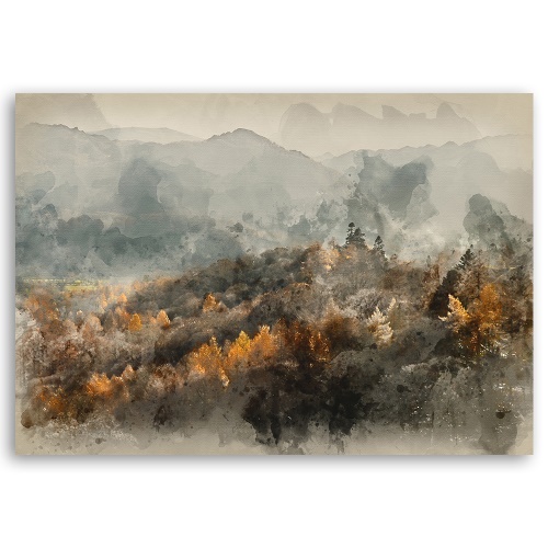 Obraz na plátně, Podzimní les v mlze
