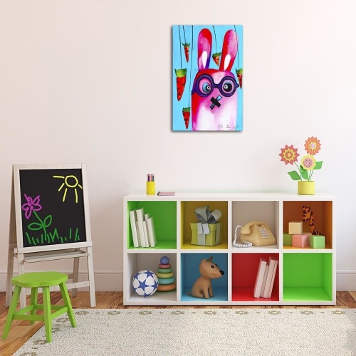 Obraz na plátně Barevný králík s brýlemi